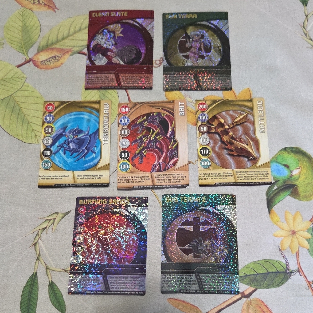 7 Bakugan Cards Holographic Collectible Game Card Lot - Multicolor